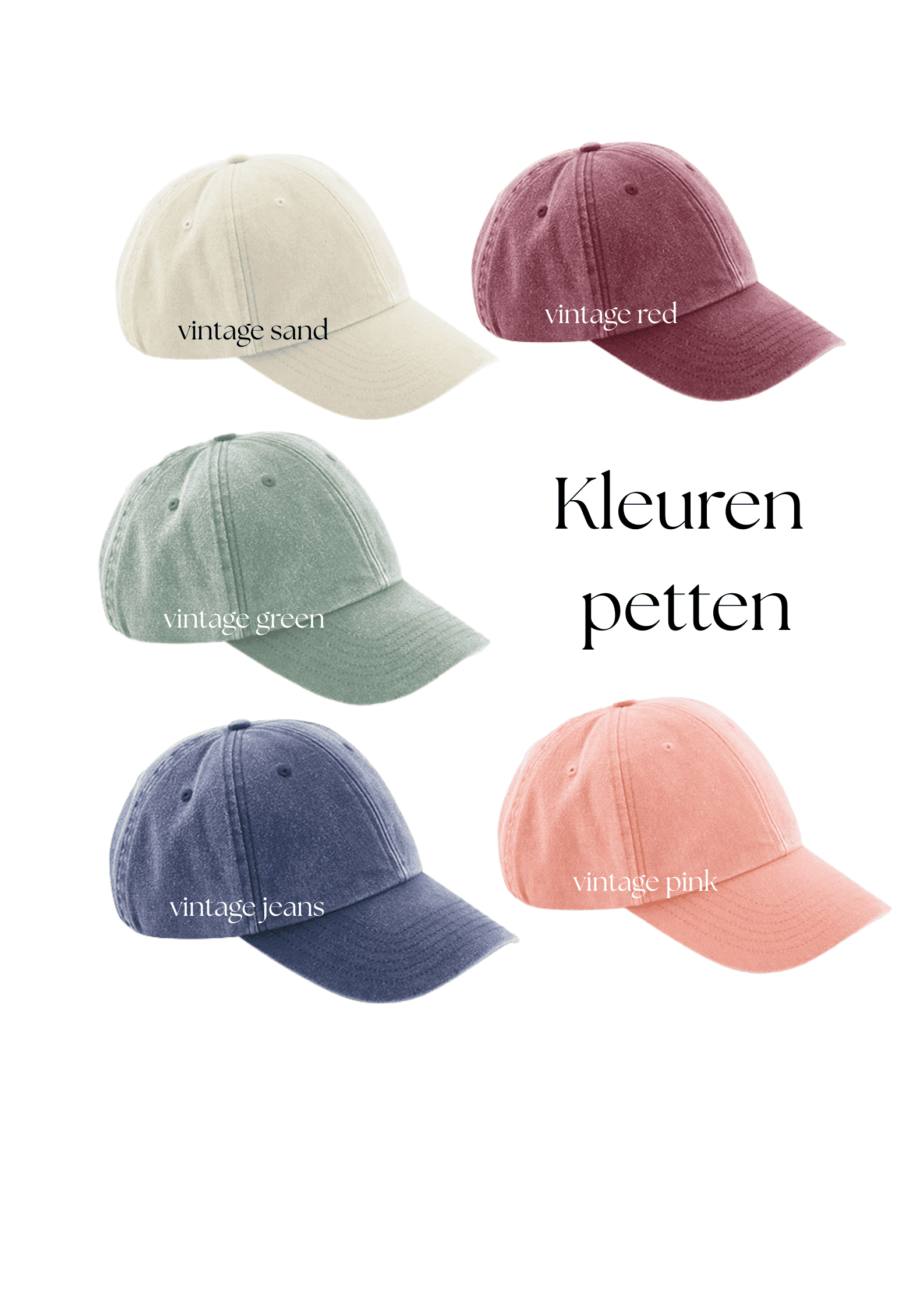 aanbod kleuren petten