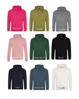 kleuren hoodies overzicht