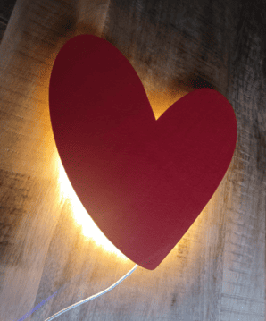 nachtlampjes hart in hout/vilt