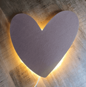 nachtlampjes hart in hout/vilt