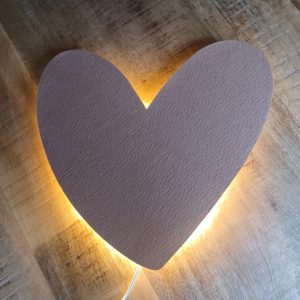 Nachtlampje hart in hout/vilt